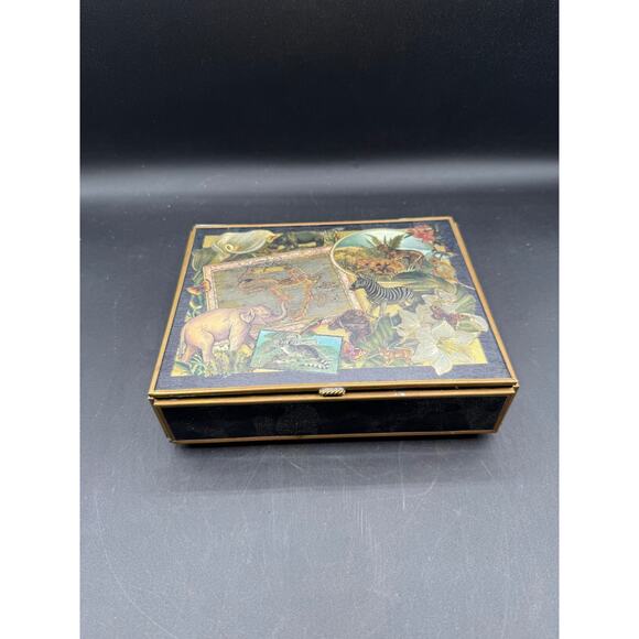 Map Of Africa Travel Music Box 7" Song and Storage Container w/ Mirror - Picture 8 of 8